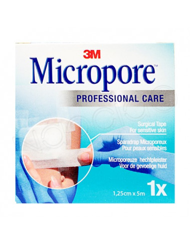 3M Micropore Sparadrap Microporeux Peaux Sensibles. x1 Rouleau 1