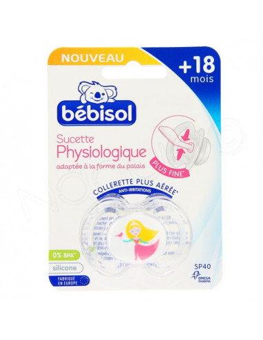 Bébisol Sucette slim physiologique silicone +18mois x1 Transparent