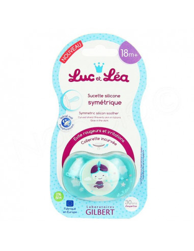 Luc et Léa Sucette Silicone Symétrique 18m+ Spécial Nuit bleu