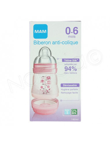 MAM Biberons Anti-colique 0-6 mois 160ml blanc