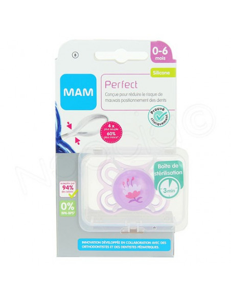 MAM Sucettes perfect 18 mois+ - Silicone - Boite de stérilisation -  différents modèles - MAM
