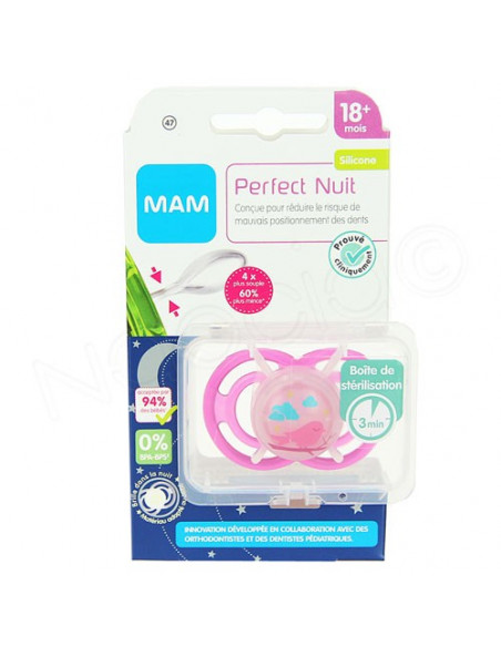 MAM Sucette Perfect Nuit Silicone 18M+