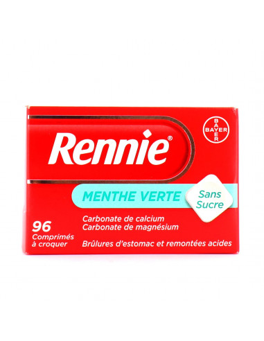 Rennie, sans sucre, menthe verte. 96 comprimés à croquer