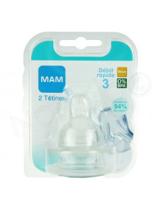 MAM Tétine 2 tétines en silicone et sans BPA Débit liquide épais X Mam - 1