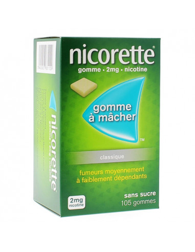 Nicorette 2mg, Classique Sans Sucre, 105 gommes