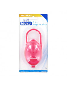 Bébisol Boîte Range Sucettes 2 sucettes rose Bébisol - 1