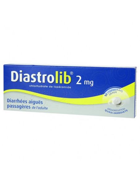 Diastrolib 2mg Chlorydrate de lopéramide 10 Lyophilisats oraux