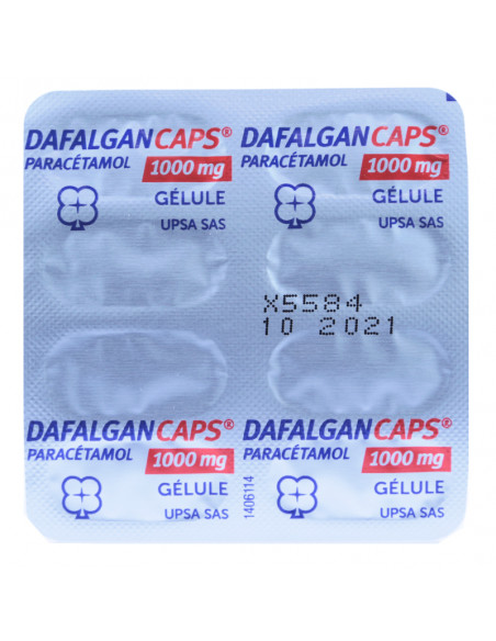 plaquette de 8 gélules dafalgan caps 1000mg face avant