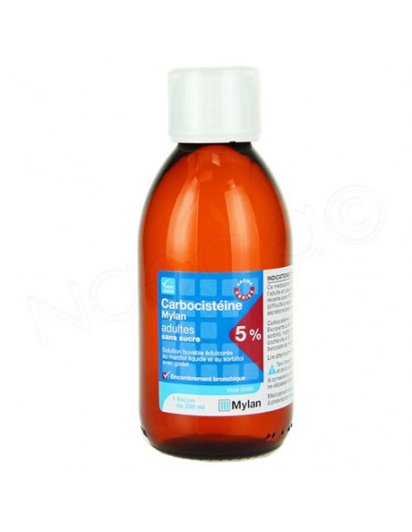 Mylan Carbocistéine Encombrement Bronchique Adulte Arôme Cerise Sans Sucre flacon 200ml  - 2