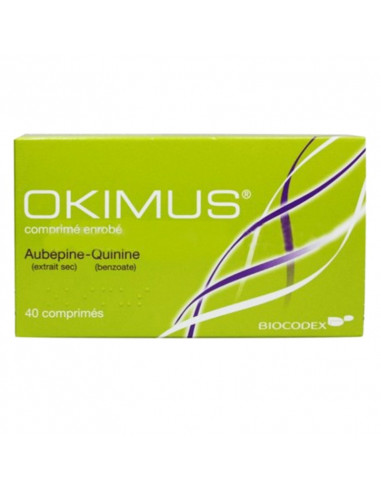 Okimus Aubépine Quinine 40 comprimés enrobés boite verte