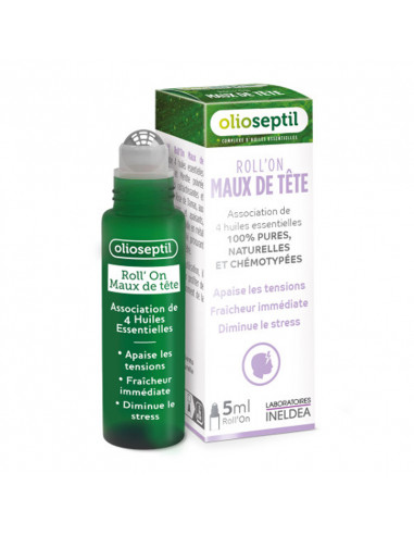 Olioseptil Roll'on Maux de Tête. Bille vert 5ml