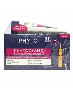 Phytocyane Traitement Antichute Réactionnelle Femme 12x5ml + Shampooing 100ml OFFERT