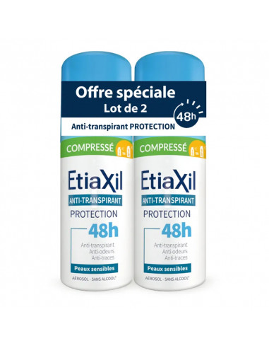 Etiaxil Anti-transpirant 48h Peaux Sensibles Spray Compressé Lot 2x100ml