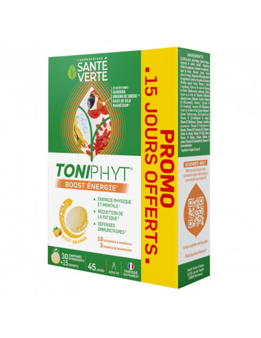 Santé Verte Toniphyt Boost Energie. 45 comprimés effervescents orange