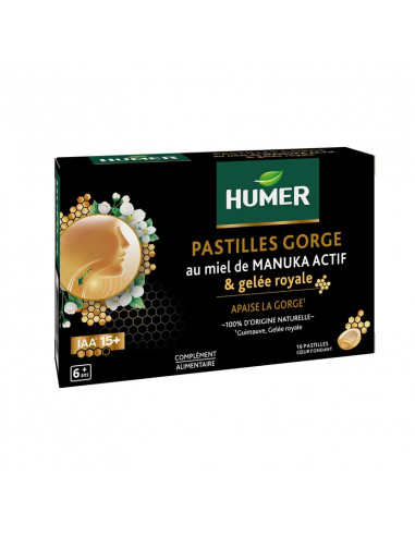 Humer Pastilles Gorge Manuka et Gelée Royale. 16 pastilles