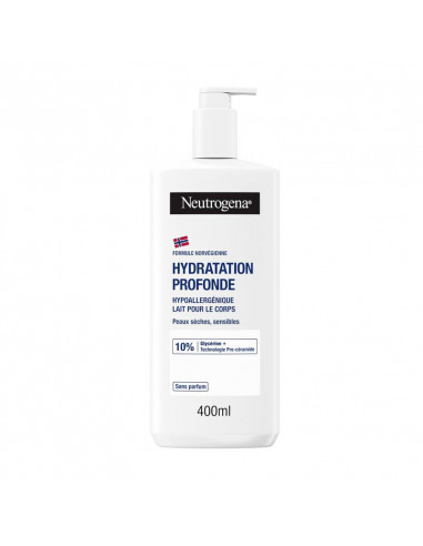 Neutrogena Lotion Hypoallergénique Sans Parfum Flacon Bleu et rouge flacon pompe