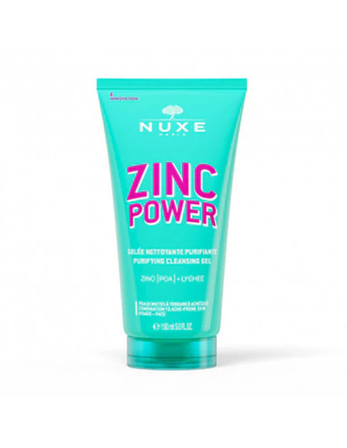 Nuxe Zinc Power Gel Nettoyant Purifiant. 150ml tube vert rose