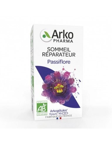 Arkogélules Passiflore Bio Sommeil Réparateur. 45 gélules Arkopharma