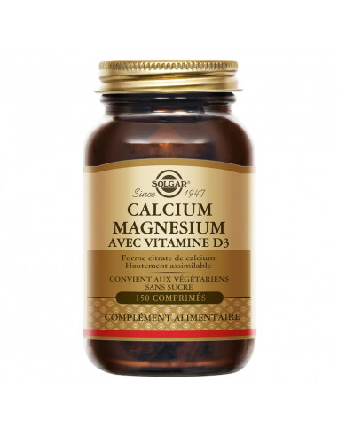 Solgar Calcium Magnésium Vitamine D3. 150 comprimés