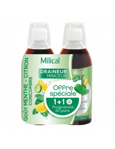 Milical Draineur Ultra Menthe Citron Concombre. Lot 2x500ml