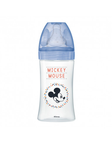 Dodie Biberon Anti-Colique 0-6 mois Tétine Ronde Bleu Mickey. 270ml