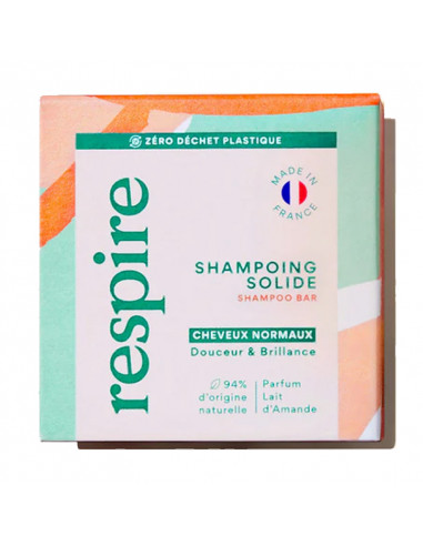 Respire Shampooing Solide Cheveux Normaux Lait d'Amande. 75g