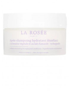 La Rosée Baume après-shampooing démêlant rechargeable. 200g pot blanc écriture violette