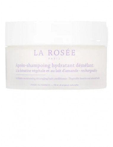 La Rosée Baume après-shampooing démêlant rechargeable. 200g pot blanc écriture violette