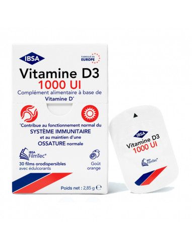 IBSA FilmTec Vitamine D3 1000 UI. 30 films orodispersibles