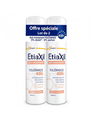 Etiaxil Anti-transpirant Tolérance 48h. Aérosol Lot 2x150ml