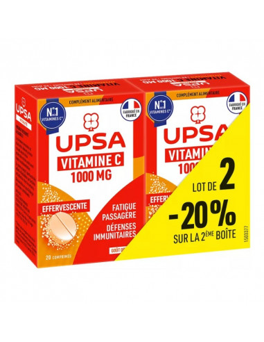 UPSA Vitamine C 1000mg Effervescente. Lot 2x20 comprimés