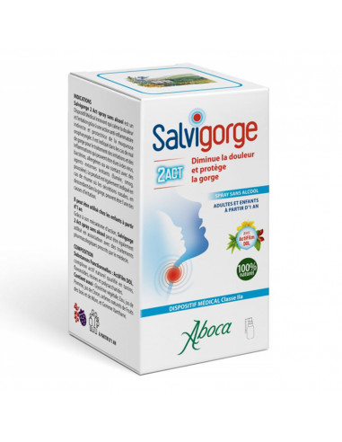 Aboca Salvigorge 2Act Spray sans alcool.30ml