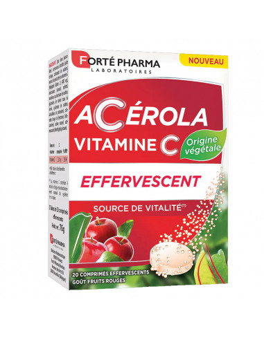 Forté Pharma Acérola Vitamine C Effervescent. 20 comprimés