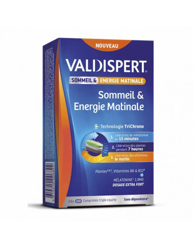 Valdispert Sommeil & Energie Matinale. 24 comprimés tri-couches