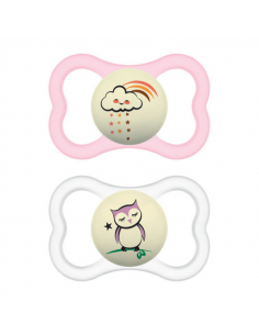 MAM Supreme Nuit Sucette 18m+ Nuage - Hibou x2 Rose - Fille