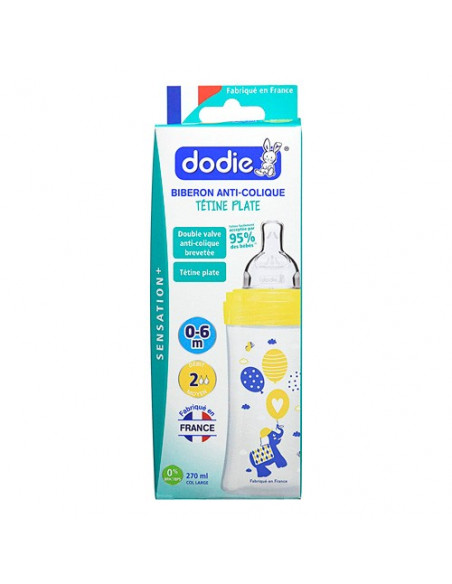 Dodie Biberon Anti-colique Tétine Plate 0-6m débit 2. 270ml