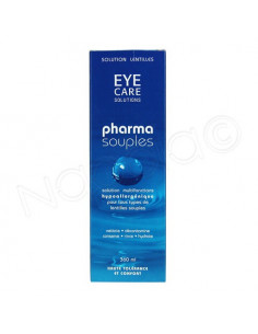 Eye care solution Pharma Souples solution multifonctions pour lentilles. Flacon de 360ml + étui