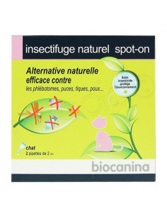 Insectifuge Naturel Spot-On pour chat. Boite de 2 pipettes