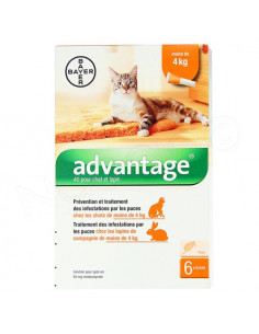 Advantage chat et lapin +4kg. 4 Pipettes 0.8ml