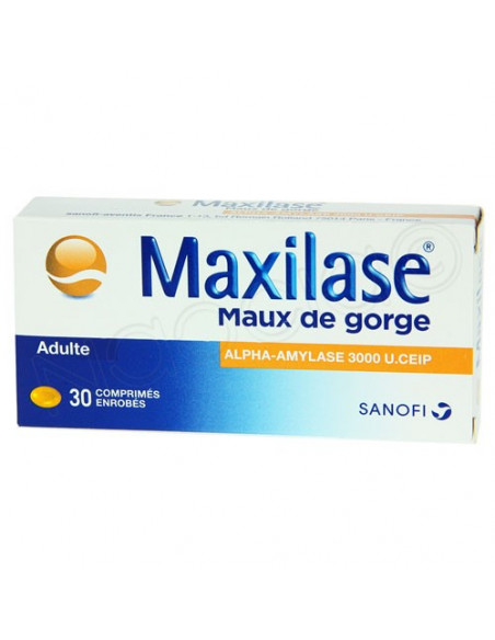 Maxilase Maux De Gorge Adulte Alpha Amylase 30 Comprimes Archange Pharmacom