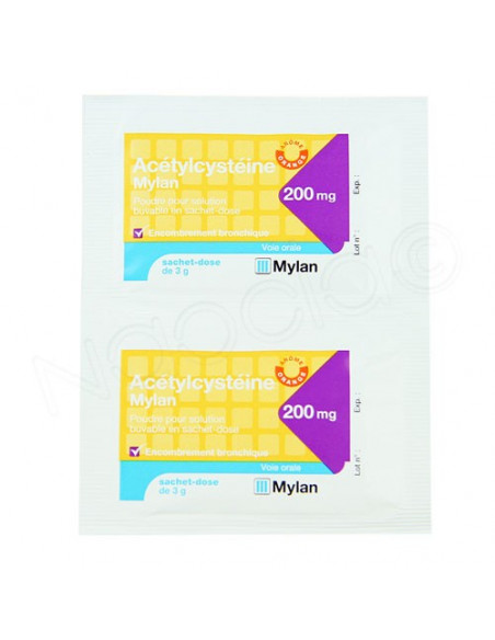 Mylan Acétylcystéine 200mg Encombrement Bronchique 20 sachets-dose de 3g  - 2