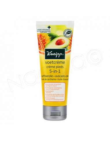 Kneipp Crème 5 en 1 pour les pieds huile de carthame d'avocat. 75 ml