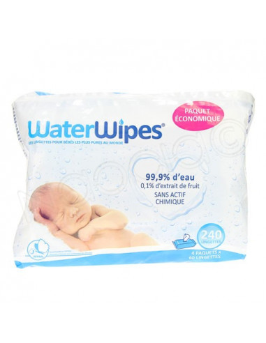 WaterWipes Lingettes Bébés - 60 Lingettes Les lingettes pour bébés les plus  pures au monde 99.9% d'eau Sans actif chimique